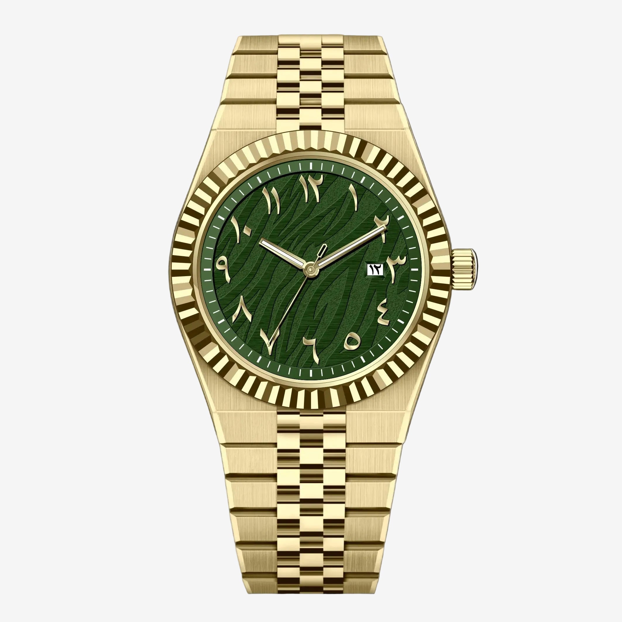 AZLAN Gold Green – Men’s Gold Steel Deep Green Dial Premium Watch