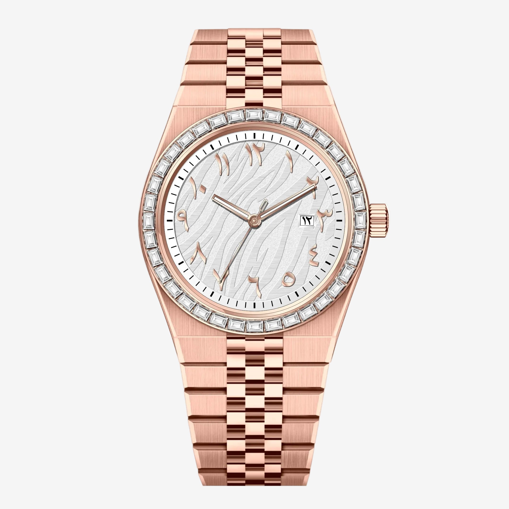 AZLAN Rose White – Men’s Rose Gold Steel White Dial Premium Watch