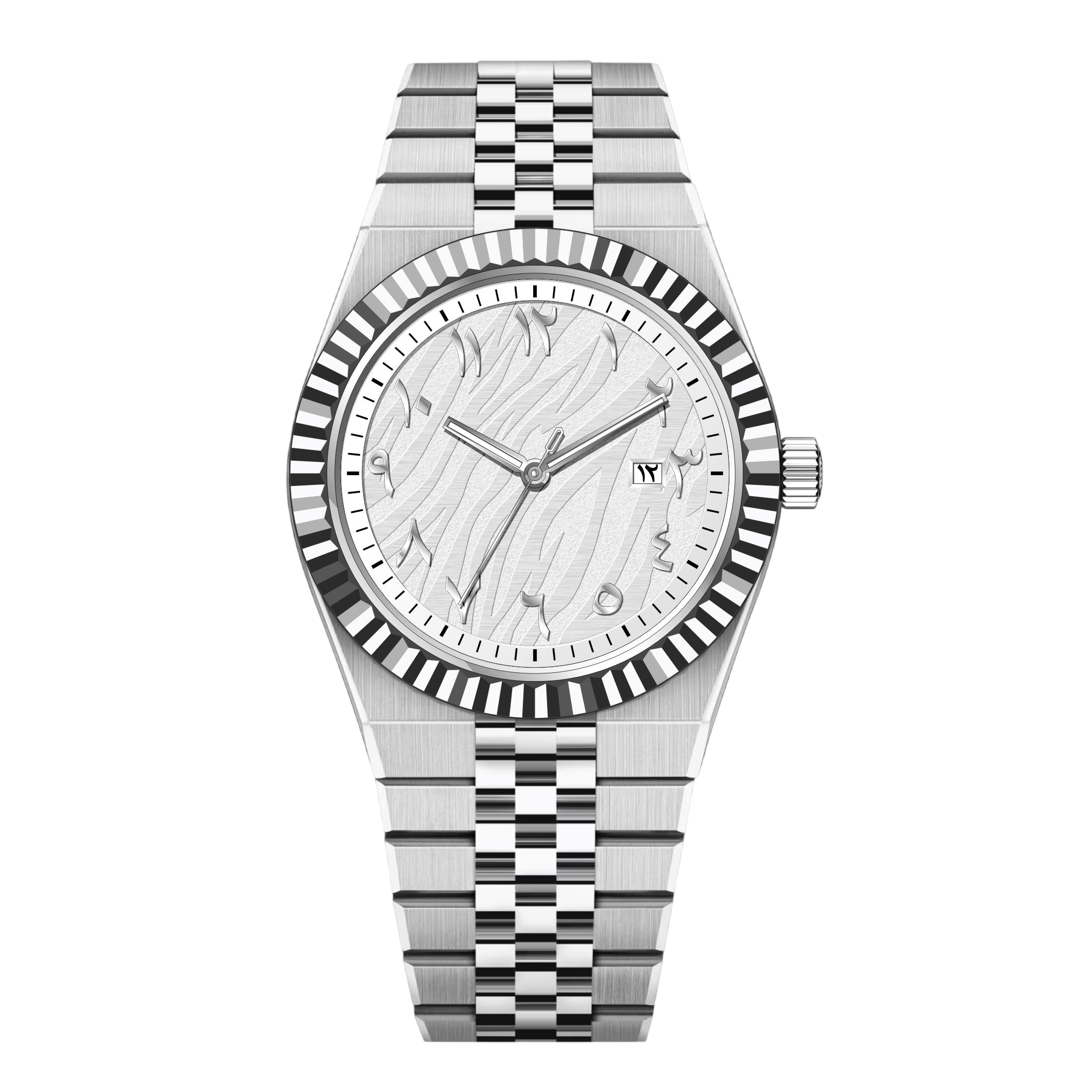 AZLAN Silver White – Men’s Silver Steel Crisp White Dial Premium Watch