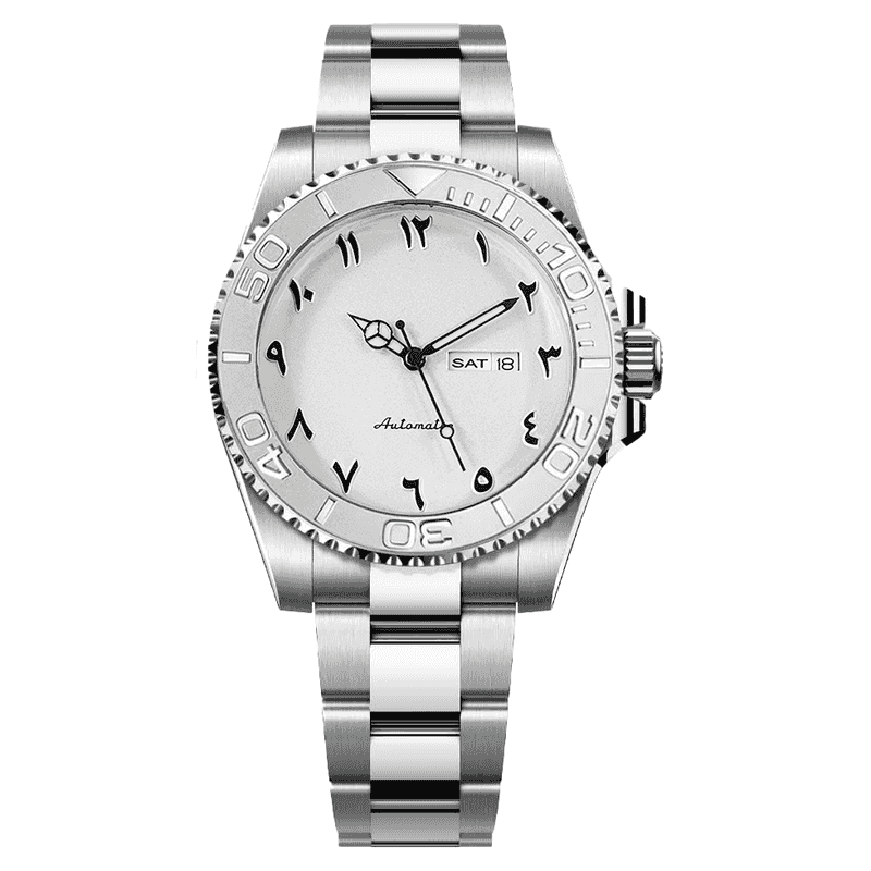 Legoss Faris Men's Silver Watch | White Oasis Arabic Dial & Steel