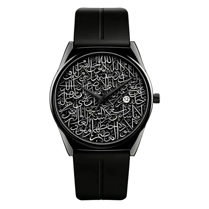 ILQARIX Monochrome White – Men’s Black & White Arabic Calligraphy Premium Watch