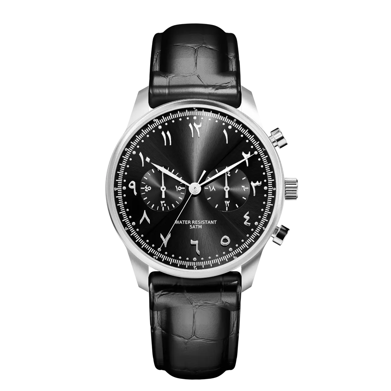 LORVAN Black – Men’s Silver Steel Arabic Dial Premium Watch