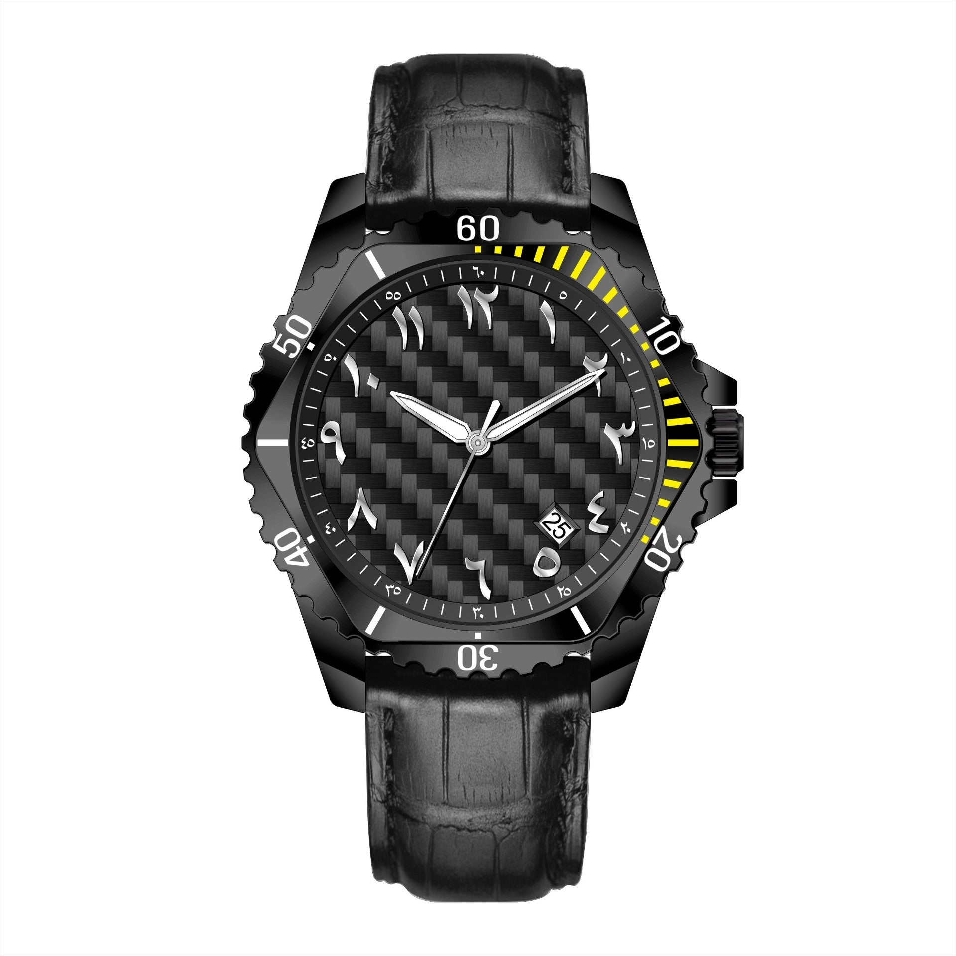 VEXRON CL-Y – Men’s Stealth Black & Yellow Sport-Tactical Arabic Numeral Watch