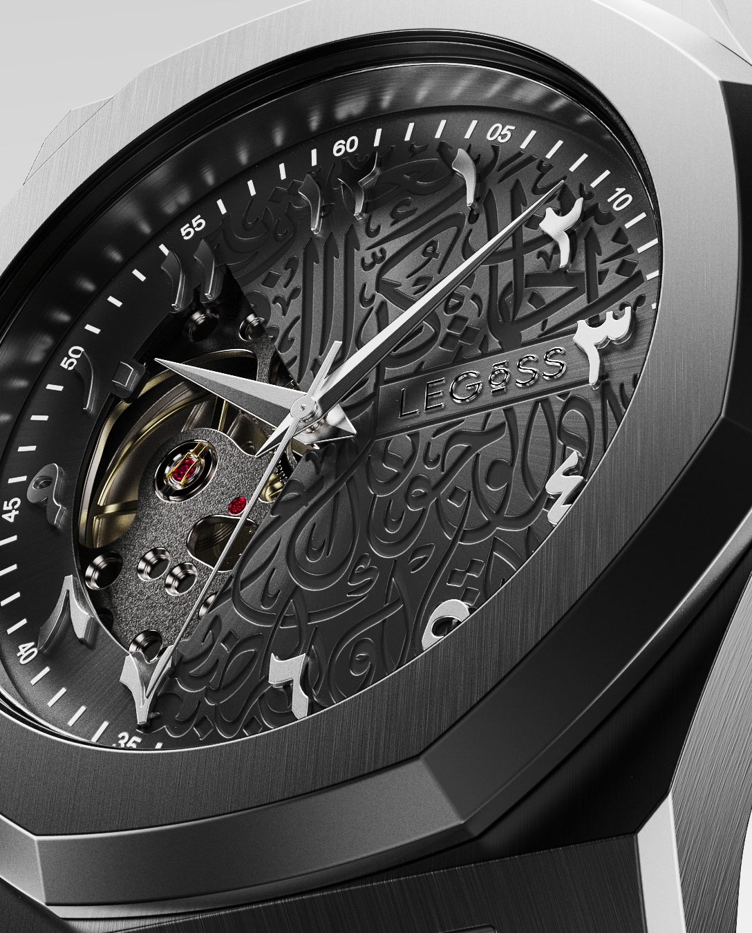NURVAN V350 - Men’s Black Arabic Dial Automatic Movement Watch