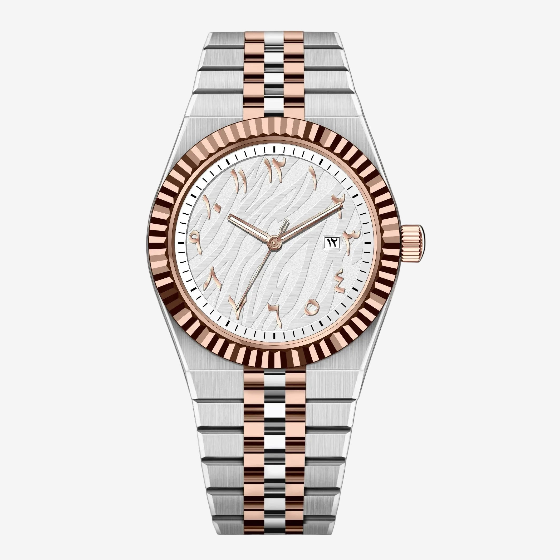 AZLAN Silver Rose – Men’s Two-Tone Rose Gold Silver Premium Watch