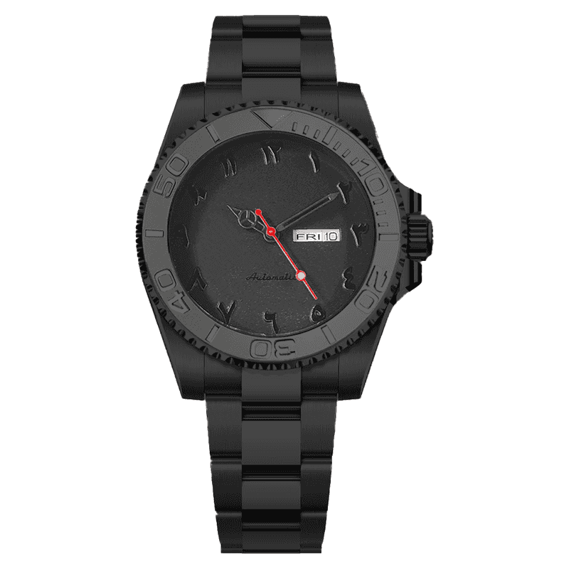 Legoss Faris Men's Stealth Watch | Black Phantom Arabic Dial & Steel