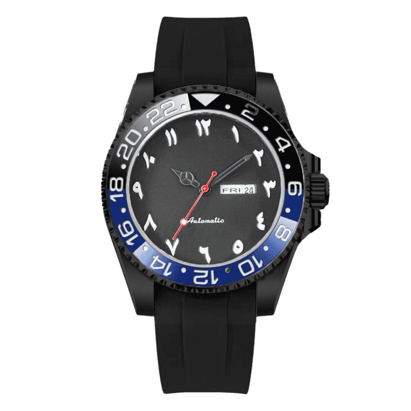 Faris Midnight Black Silicon – Men’s Black Arabic Dial Premium Watch