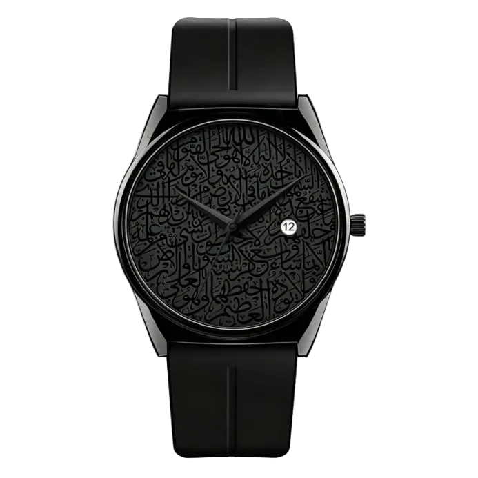 ILQARIX Stealth Black – Men’s All Black Arabic Calligraphy Premium Watch