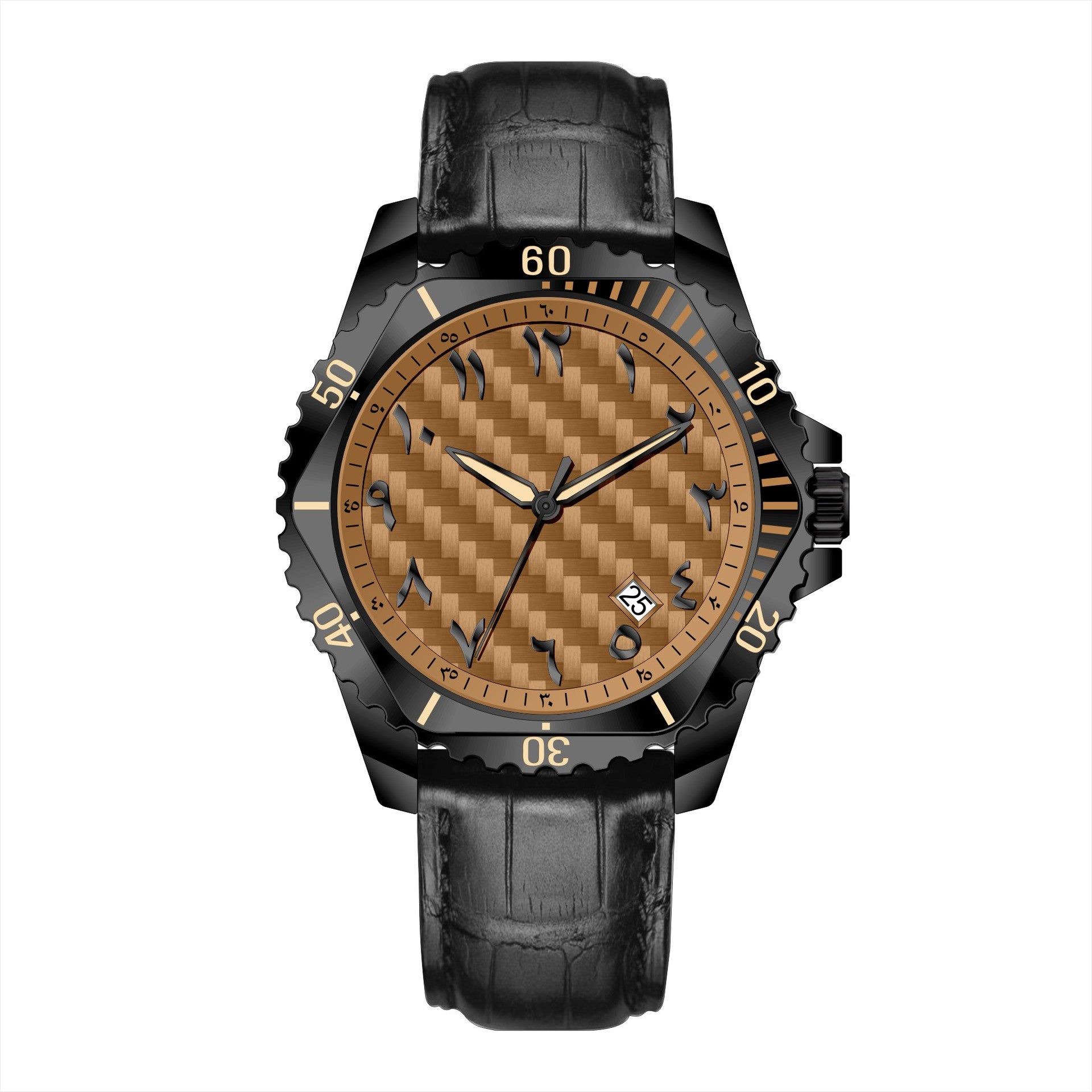 VEXRON CL-B – Men’s Stealth Black & Bronze Carbon Fiber Dial Arabic Numeral Watch