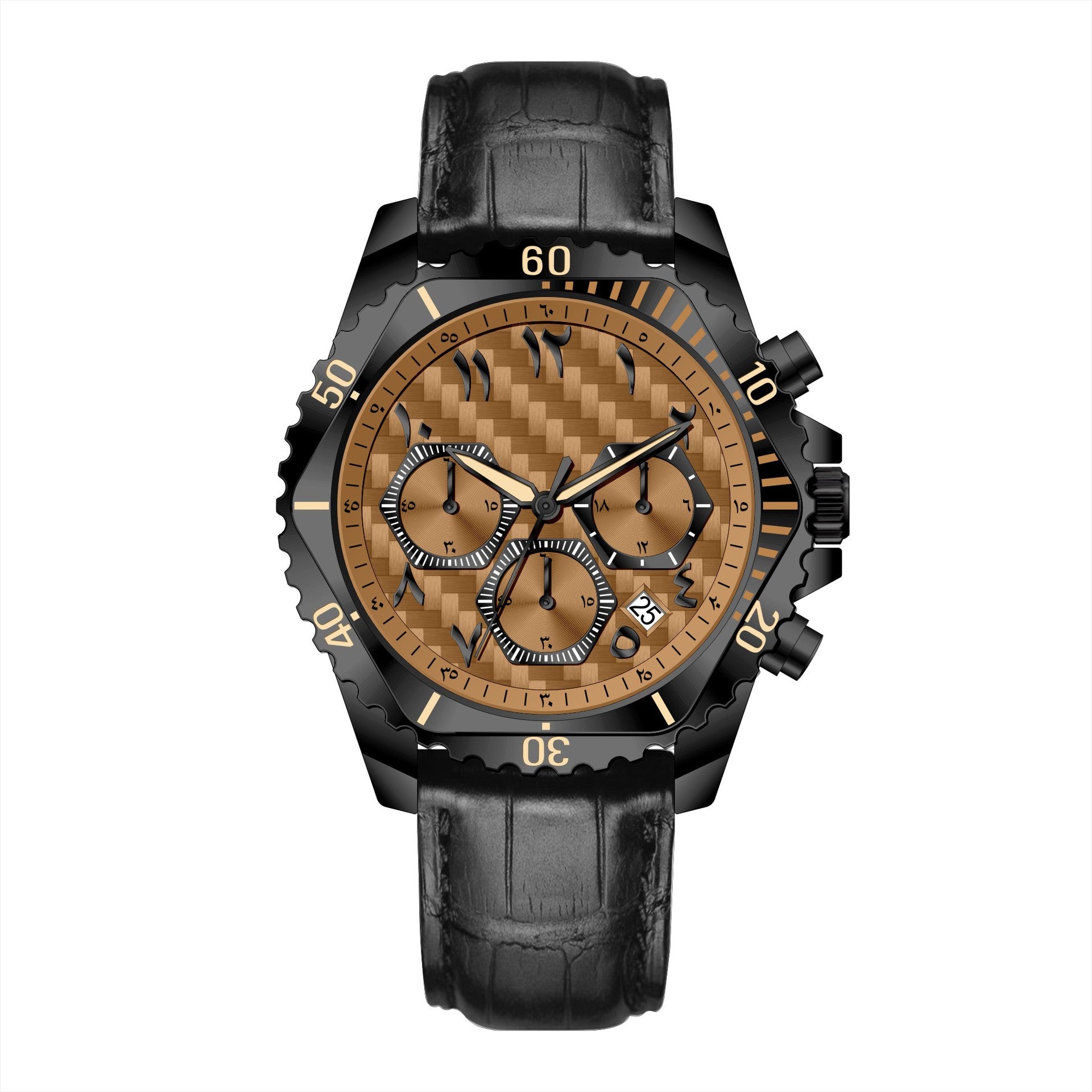 VEXRON CLC-B – Men’s Stealth Black & Bronze Carbon Fiber Chronograph Arabic Numeral Watch